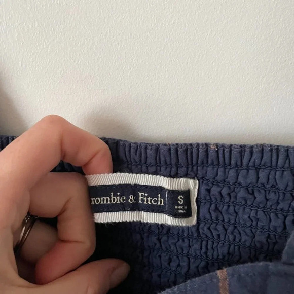 Abercrombie & Fitch Linen Blend Plaid SET Tie Back Crop Top Wide Leg Crop Pant S - Picture 4 of 11